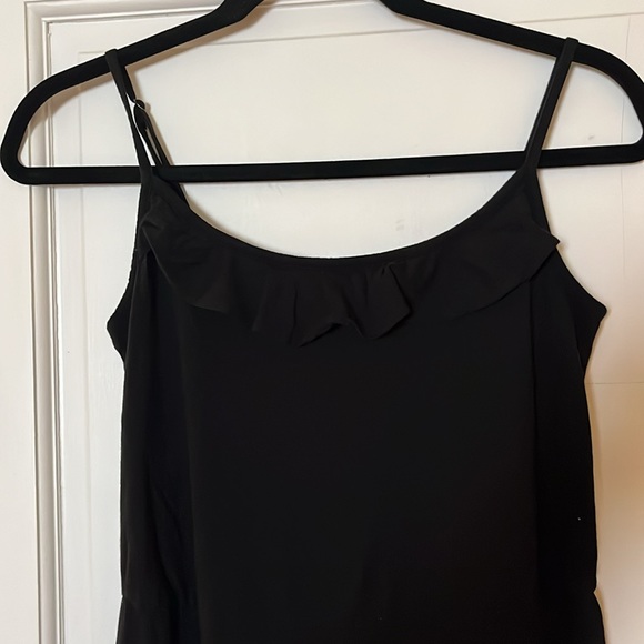 Loft Black adjustable XS Spaghetti Strap Dress w/ ruffle - Picture 2 of 10